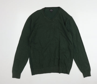 Next Men's Green V-Neck Cotton Pullover Jumper M
