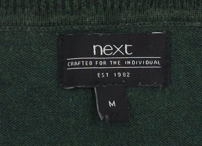 Next Men's Green V-Neck Cotton Pullover Jumper M
