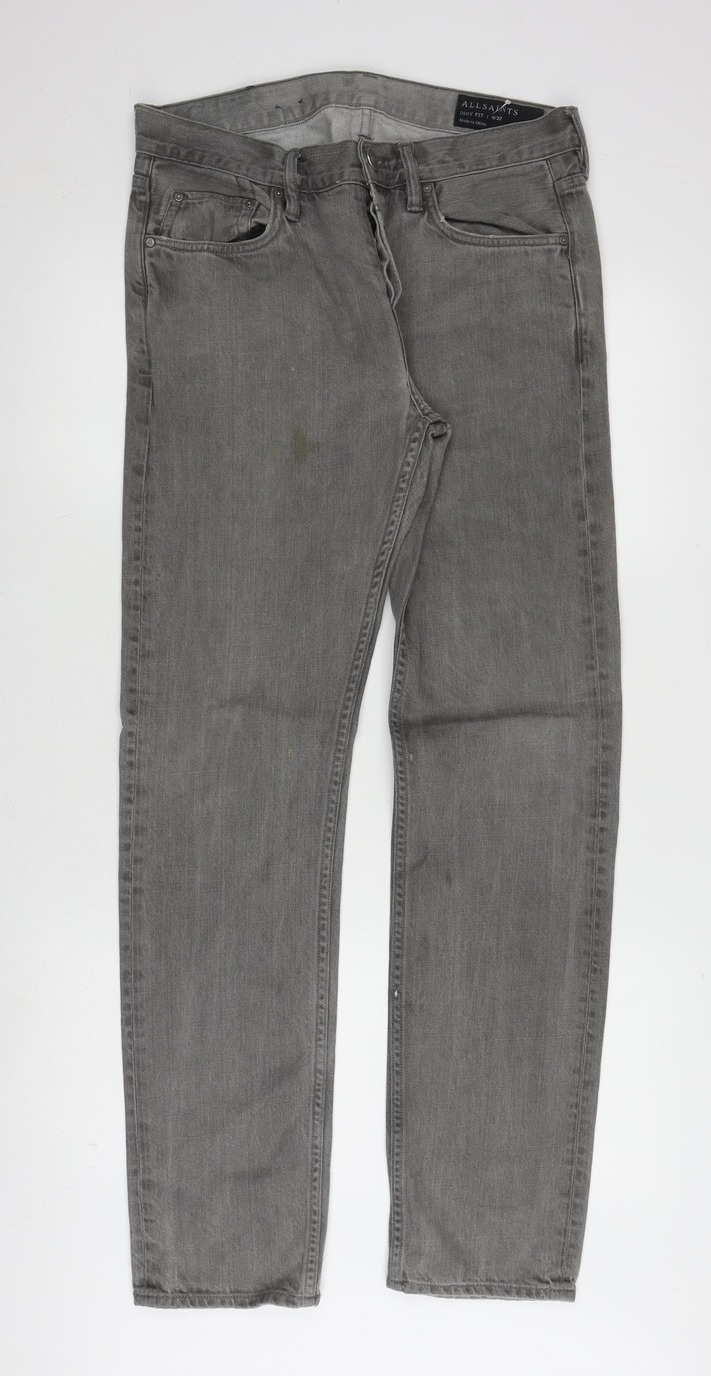 AllSaints Men's Grey Straight Jeans Size 32