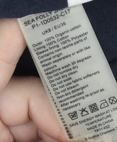 Womens UK Size 8 Seasalt Blue Duffle Coat