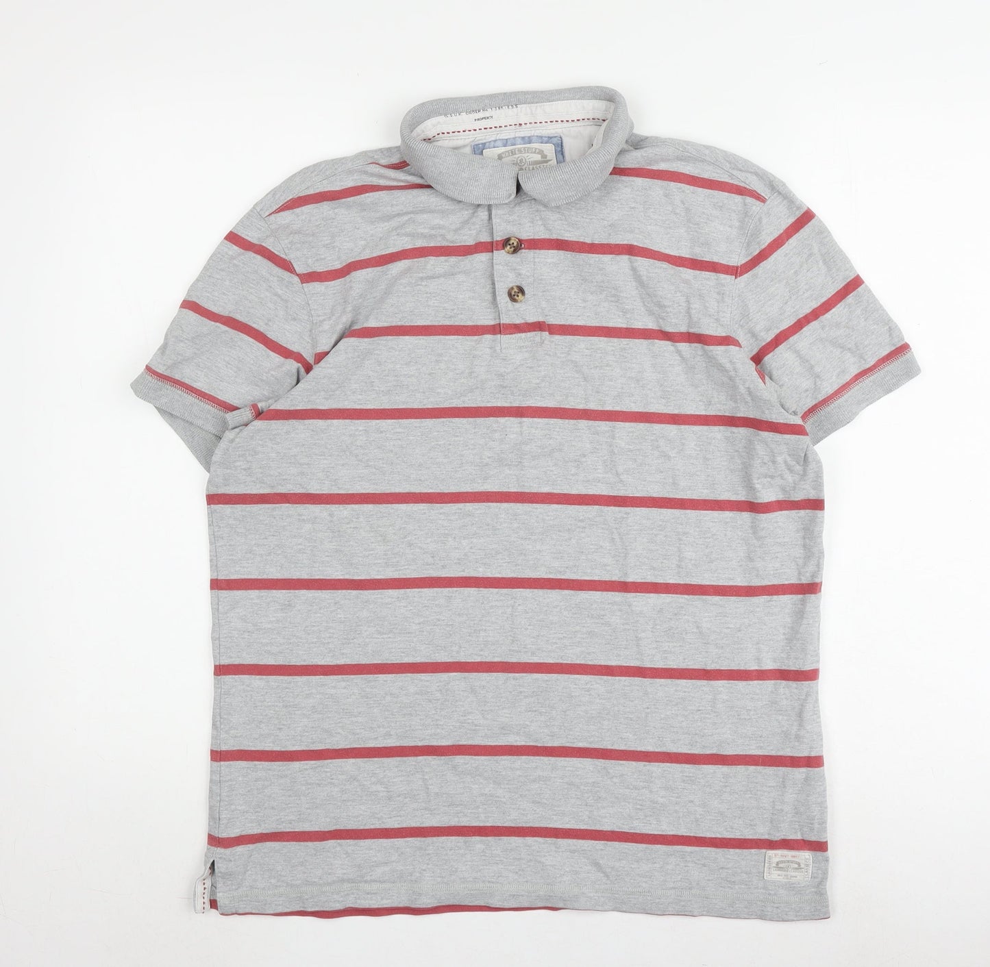 White Stuff Men's Grey Striped Polo S Classic
