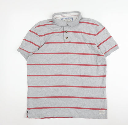 White Stuff Men's Grey Striped Polo S Classic