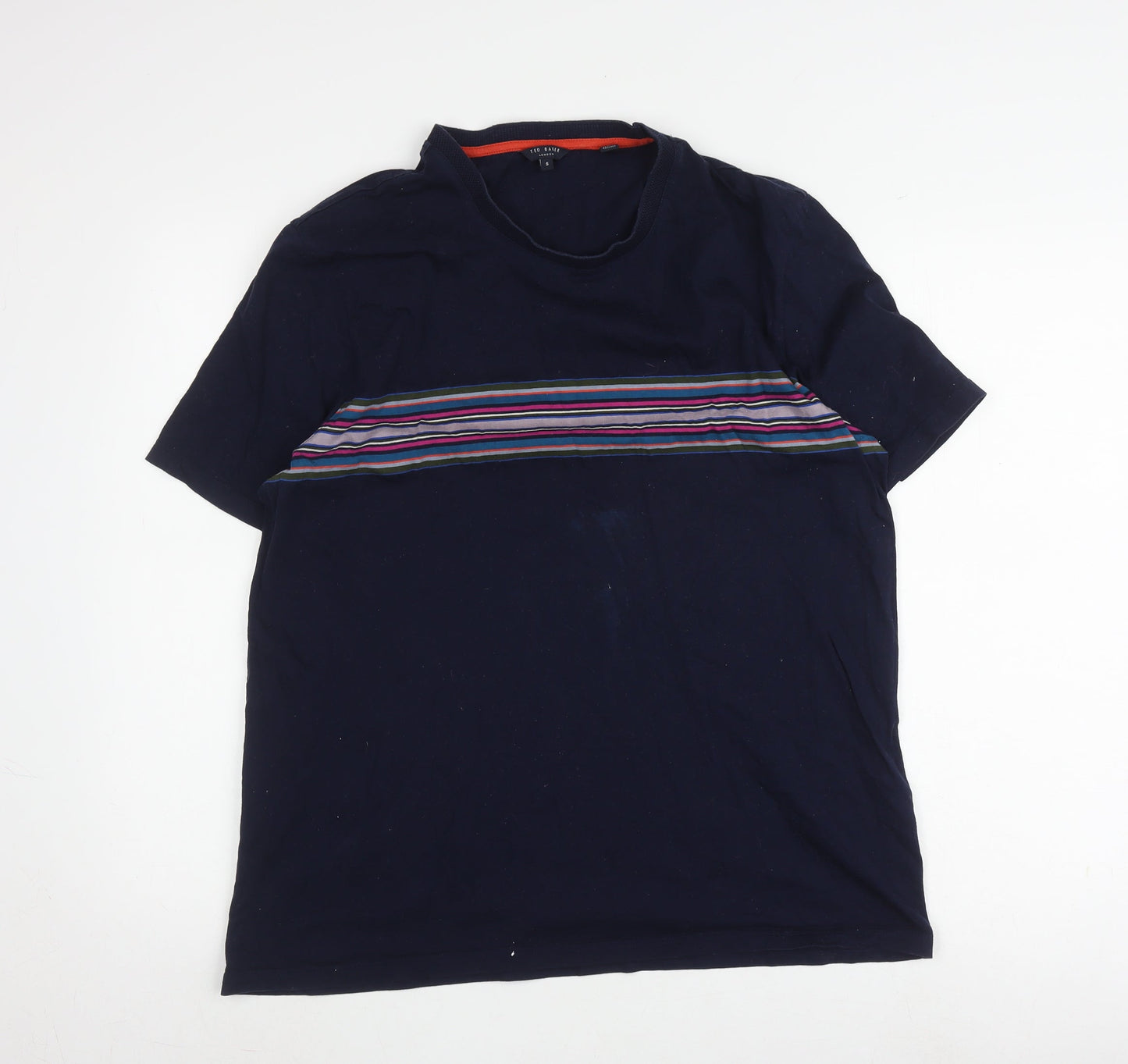 Ted Baker Men's Blue Striped T-Shirt, Size 5