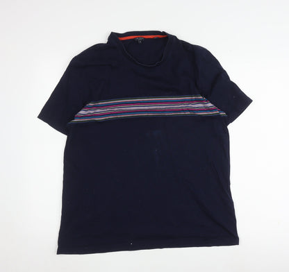 Ted Baker Men's Blue Striped T-Shirt, Size 5