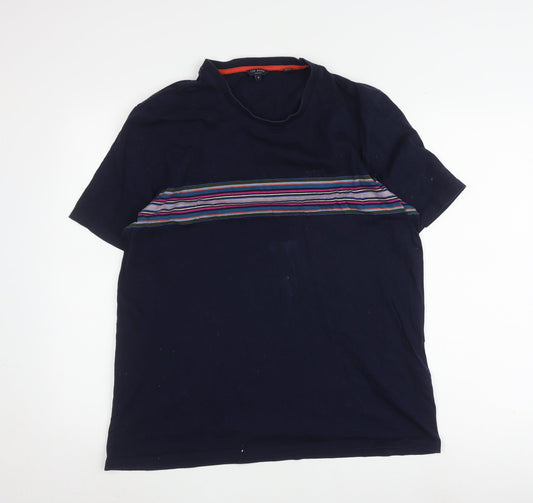 Ted Baker Men's Blue Striped T-Shirt, Size 5