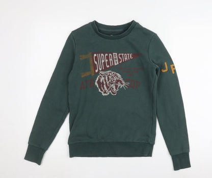Superdry Women's Green Graphic Pullover Sweatshirt Size 6