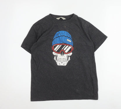 Kangaroo Poo Boys Grey T-Shirt Skull Graphic Print 9-10 Years