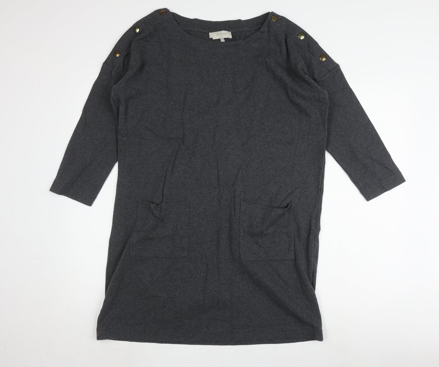 Hobbs Grey Women's Shift Dress Size 12, 3/4 Sleeve, Cotton