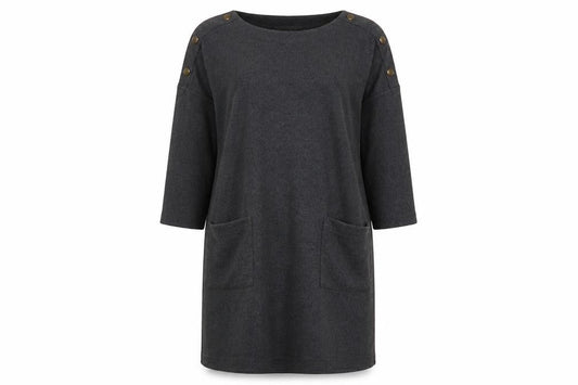 Hobbs Grey Women's Shift Dress Size 12, 3/4 Sleeve, Cotton