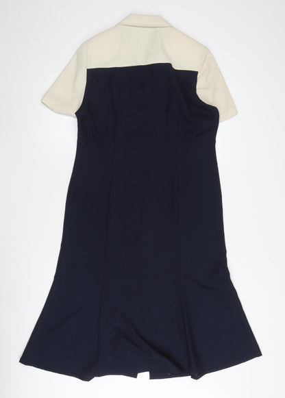 Eastex Women's Blue Short Sleeve Embroidered Dress