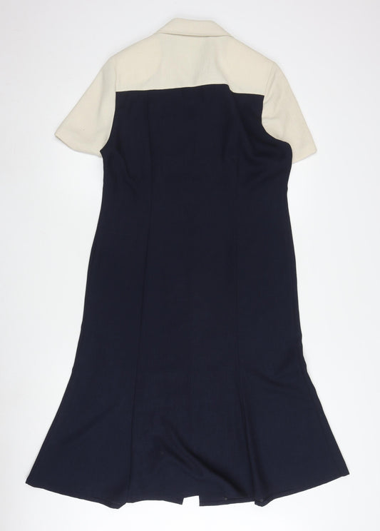 Eastex Women's Blue Short Sleeve Embroidered Dress