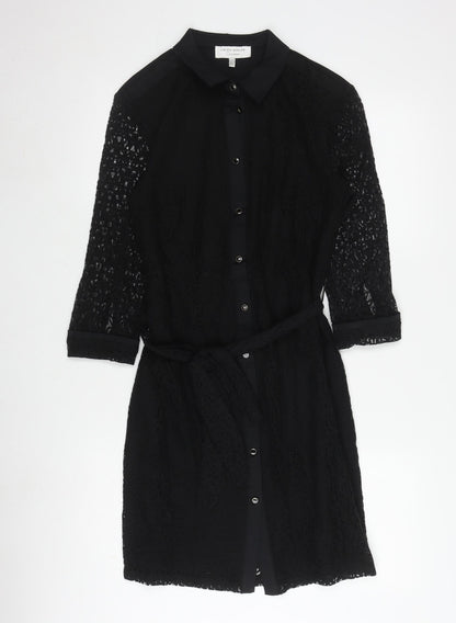 Laura Ashley Women's Black Lace Dress Size 8 Long Sleeve