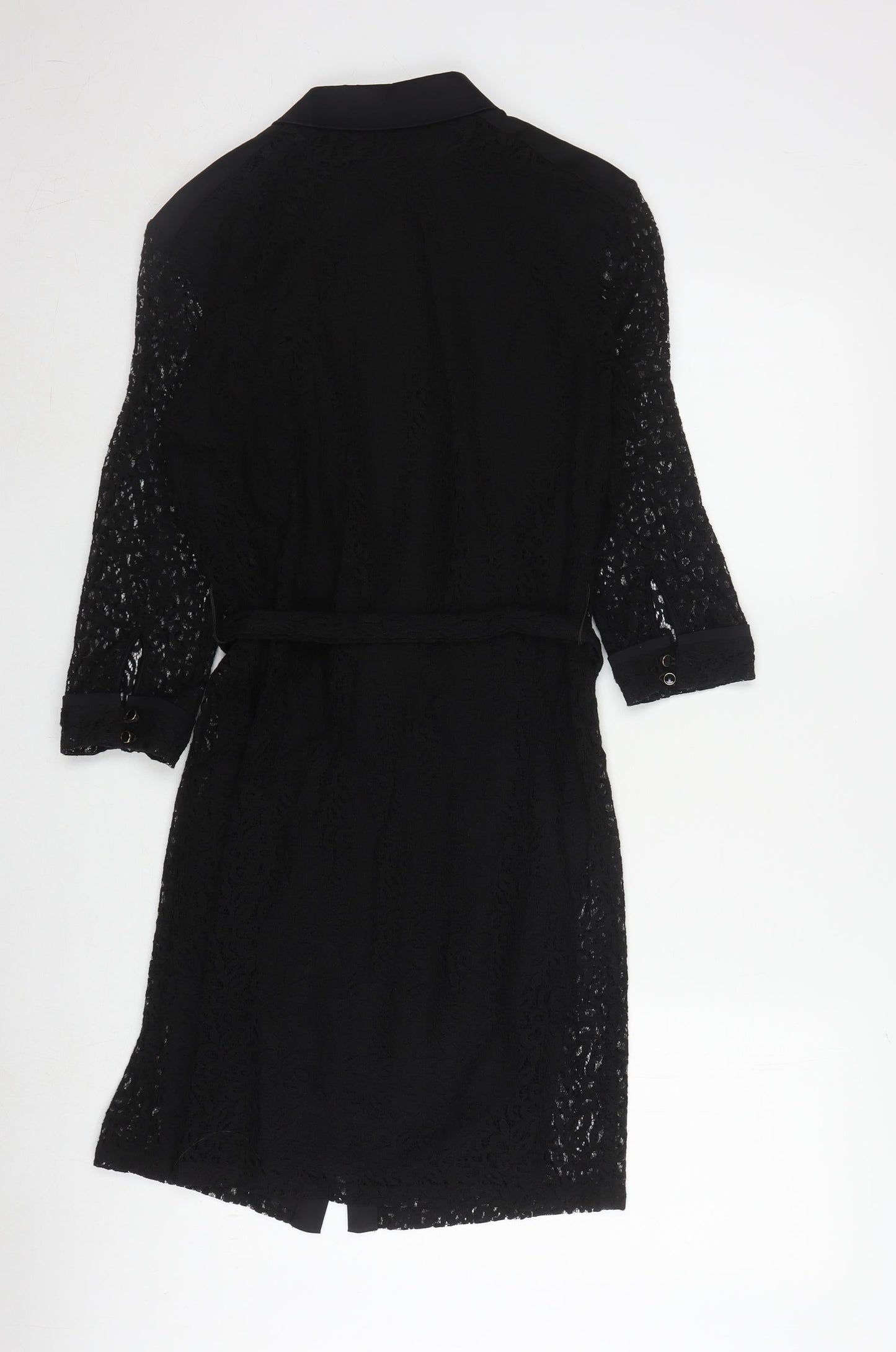 Laura Ashley Women's Black Lace Dress Size 8 Long Sleeve