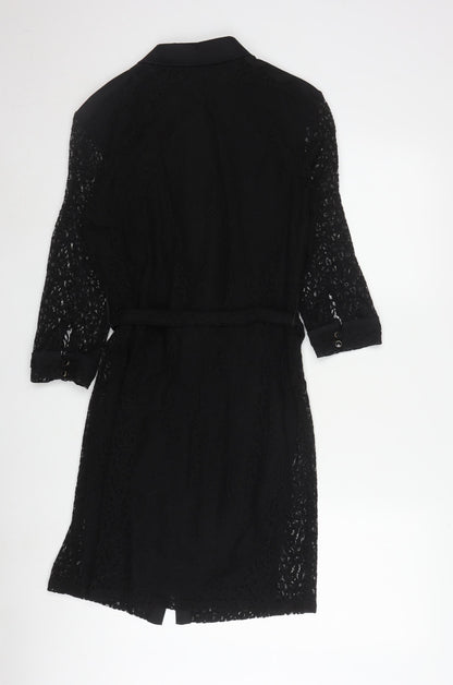 Laura Ashley Women's Black Lace Dress Size 8 Long Sleeve