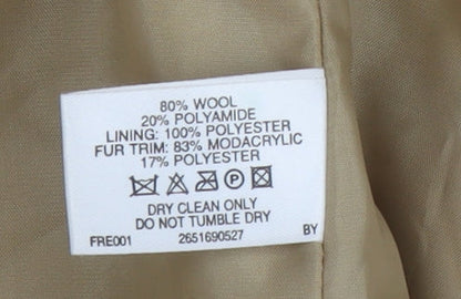 Bay Women's Beige Fur Trim Wool Coat Size 12