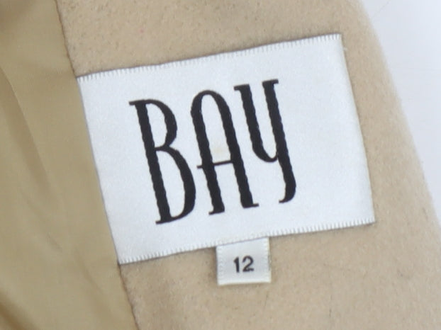 Bay Women's Beige Fur Trim Wool Coat Size 12