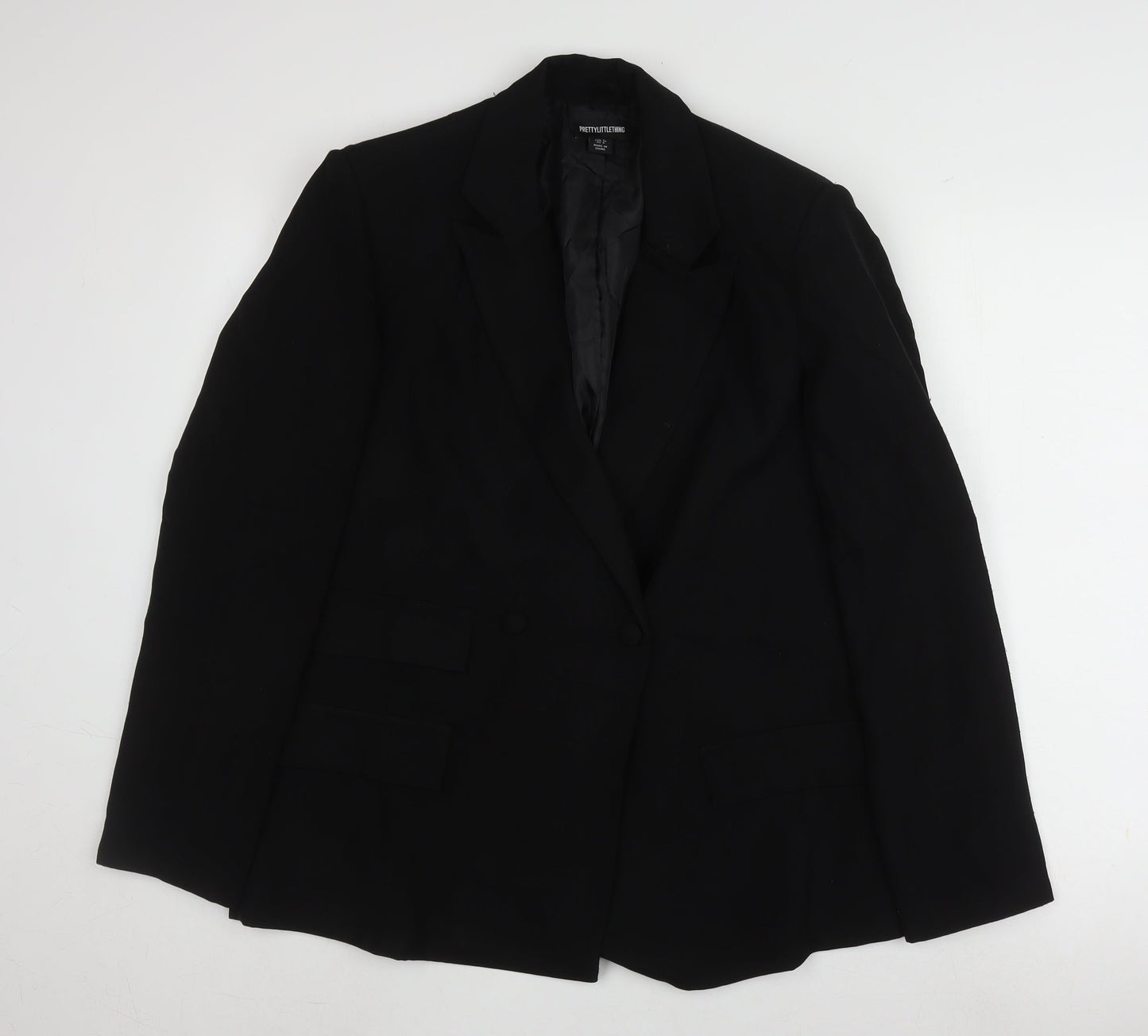 PrettyLittleThing Women's Black Blazer Size 8 Regular Fit