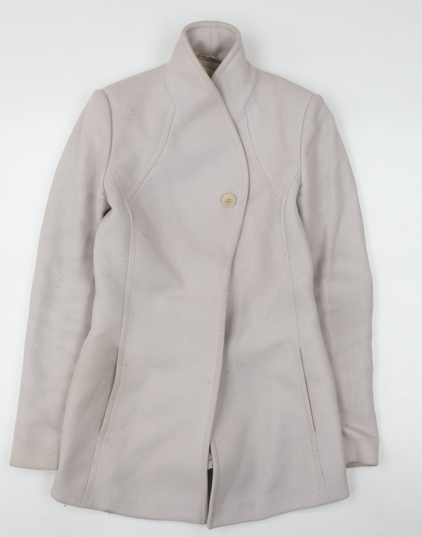 Reiss Women's Beige XS Slim Wool Overcoat