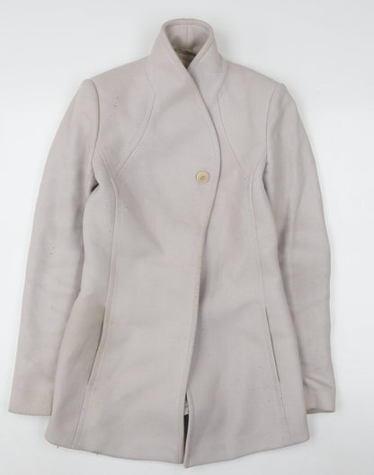 Reiss Women's Beige XS Slim Wool Overcoat