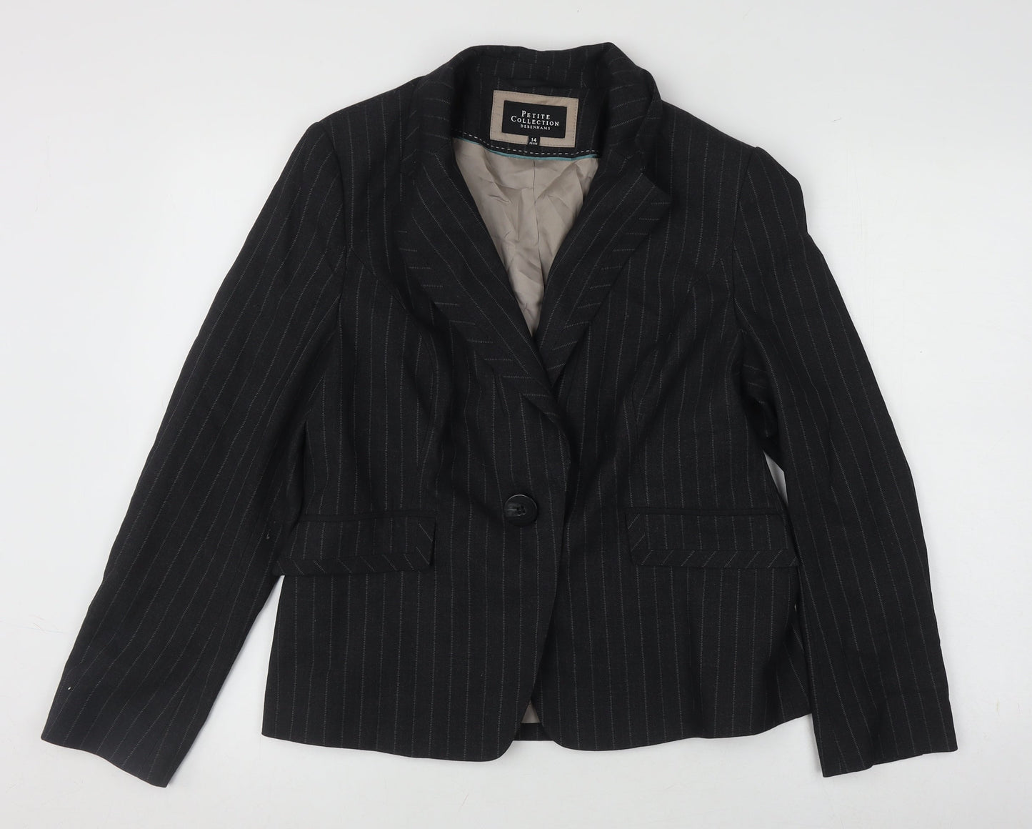 Debenhams Women's Black Pinstripe Blazer Size 14