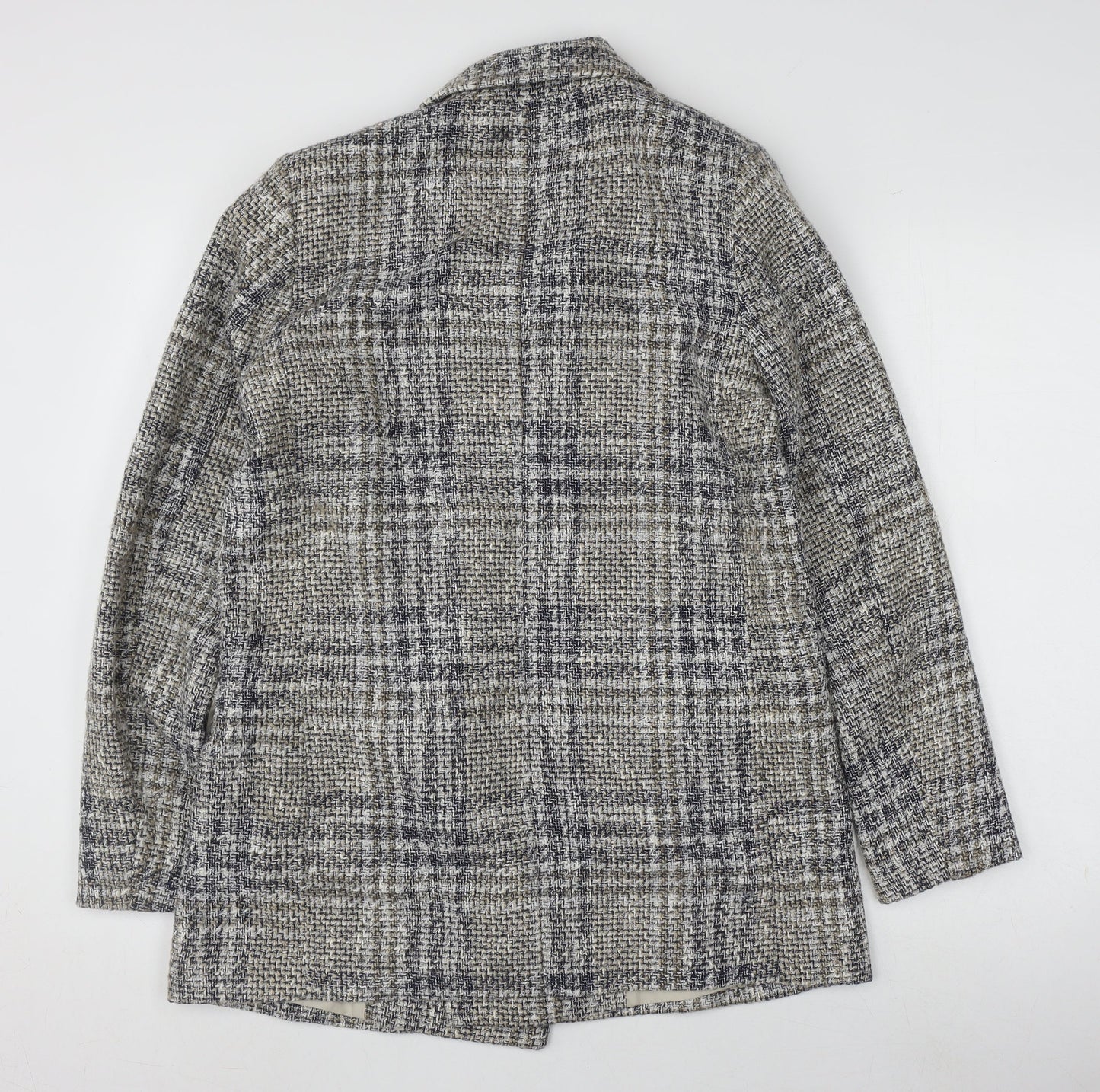 H&M Women's Grey Plaid Blazer, Size 10, Classic Style