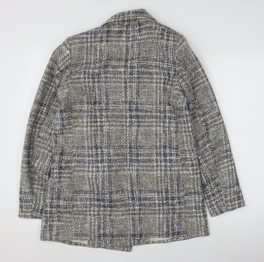 H&M Women's Grey Plaid Blazer, Size 10, Classic Style