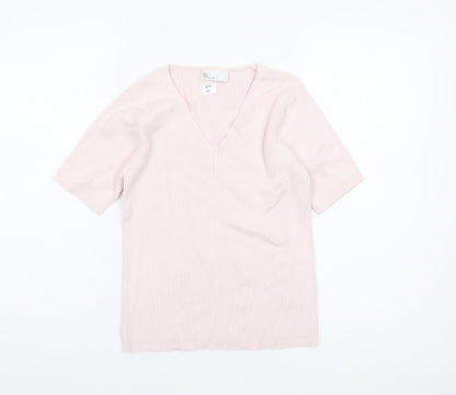 BHS Women's Pink V-Neck Pullover Jumper Size 12