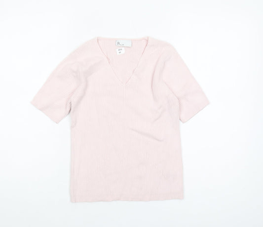 BHS Women's Pink V-Neck Pullover Jumper Size 12