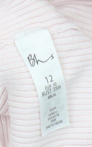 BHS Women's Pink V-Neck Pullover Jumper Size 12