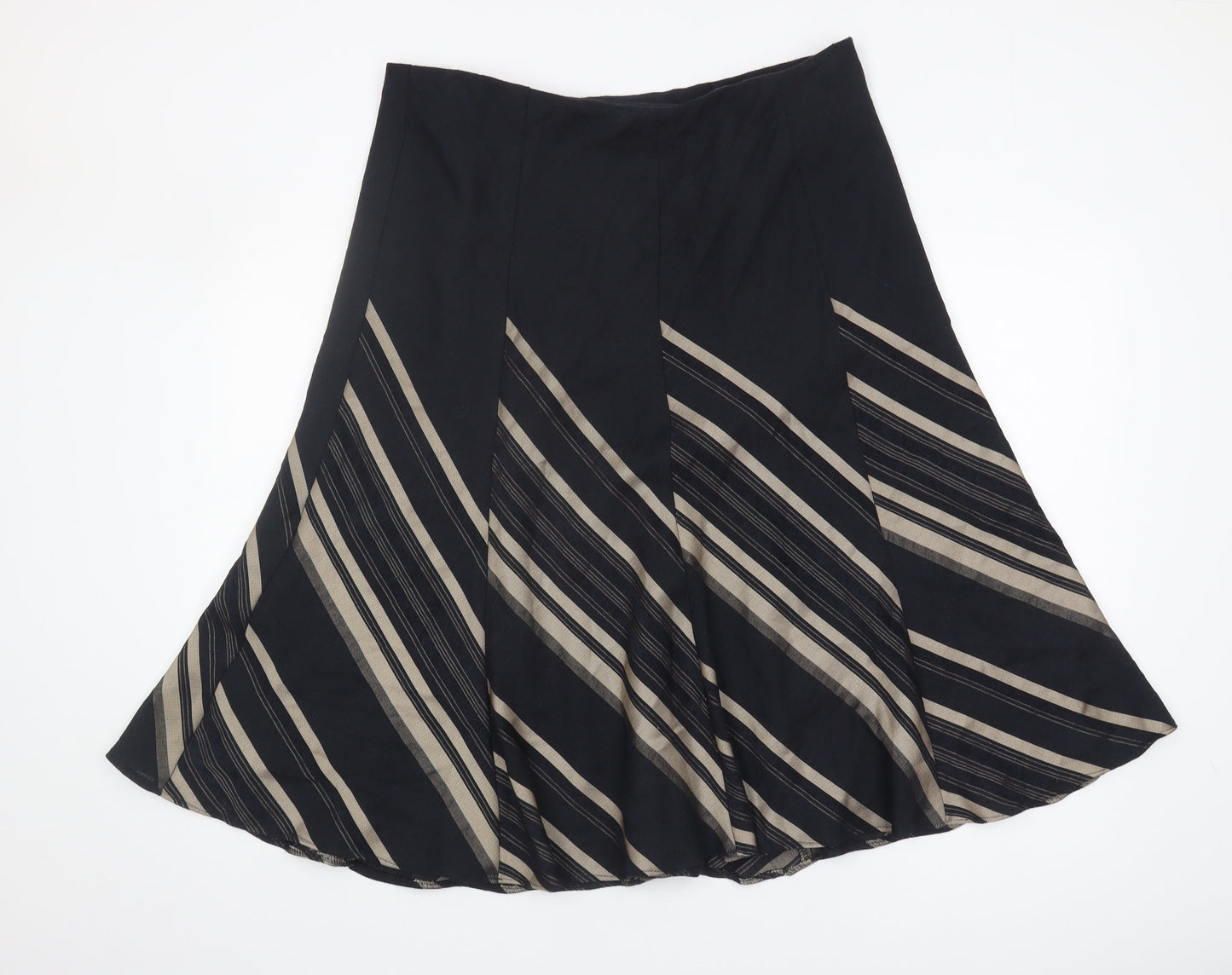 Marks and Spencer Women's Black Striped A-Line Skirt
