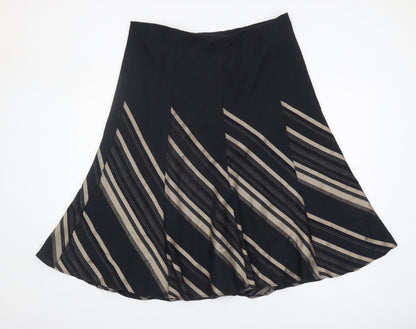 Marks and Spencer Women's Black Striped A-Line Skirt