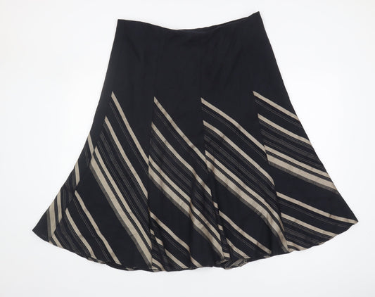 Marks and Spencer Women's Black Striped A-Line Skirt