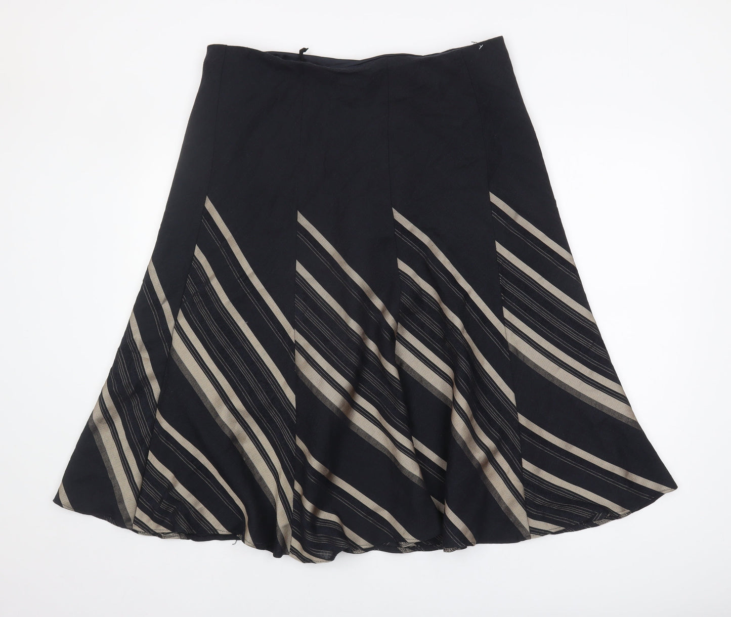 Marks and Spencer Women's Black Striped A-Line Skirt