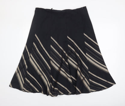 Marks and Spencer Women's Black Striped A-Line Skirt
