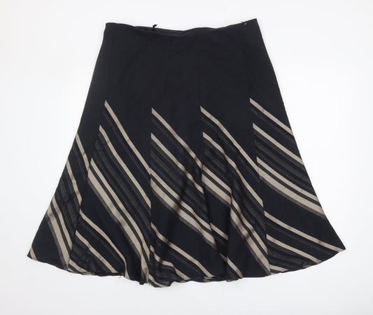 Marks and Spencer Women's Black Striped A-Line Skirt