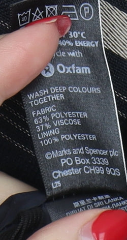 Marks and Spencer Women's Black Striped A-Line Skirt