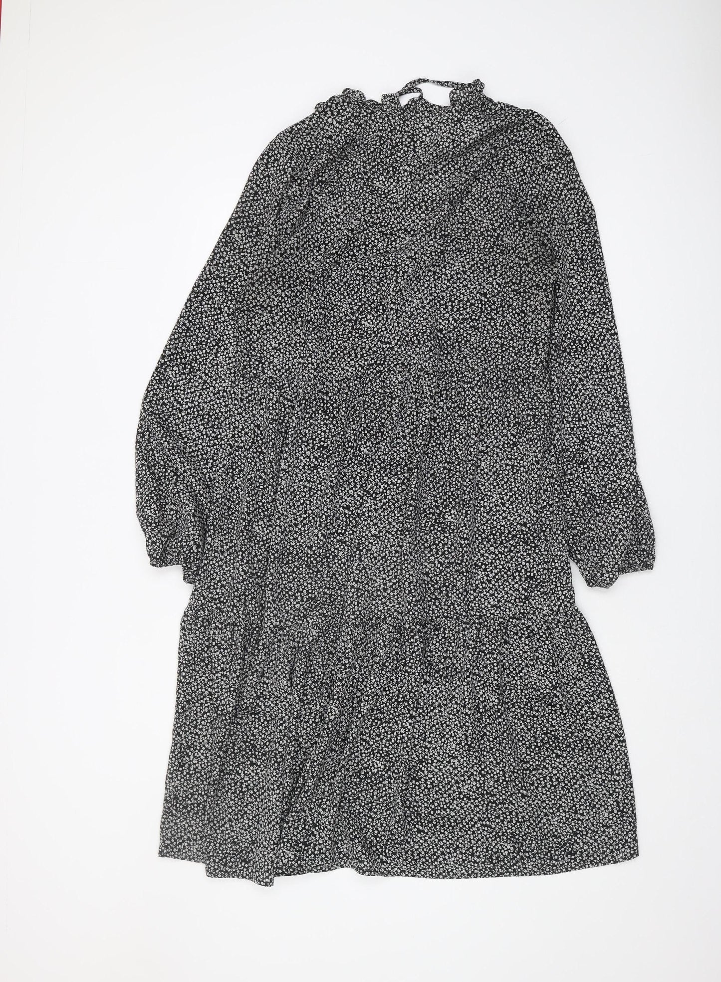 PIECES Women’s Black Floral Midi Dress M