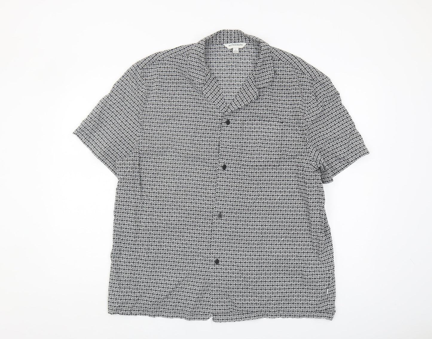 Marks and Spencer Men's Black Geometric Shirt L