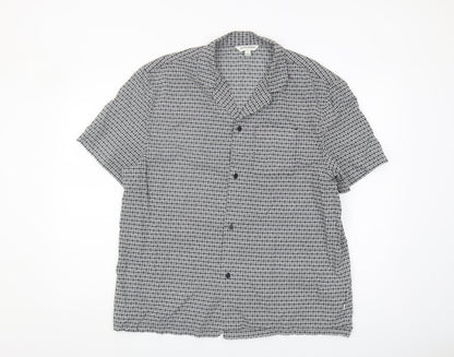 Marks and Spencer Men's Black Geometric Shirt L