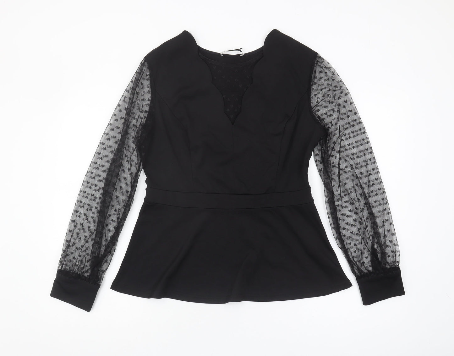 Grace Karin Women's Black V-Neck Blouse, Elegant Long Sleeve Top