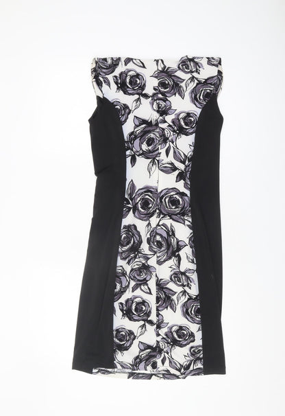Phase Eight Women's Black Floral Bodycon Dress, Size 12