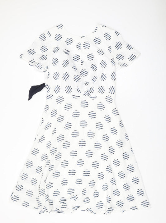 Mint Velvet Women's White Polka Dot Dress - Size 12