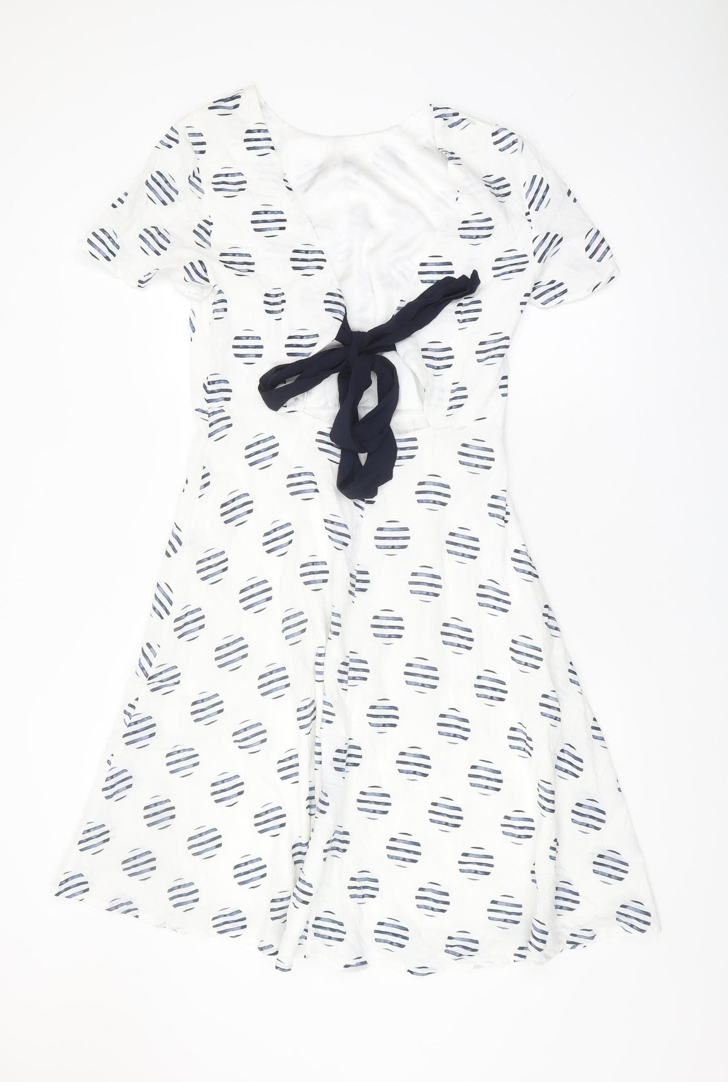 Mint Velvet Women's White Polka Dot Dress - Size 12