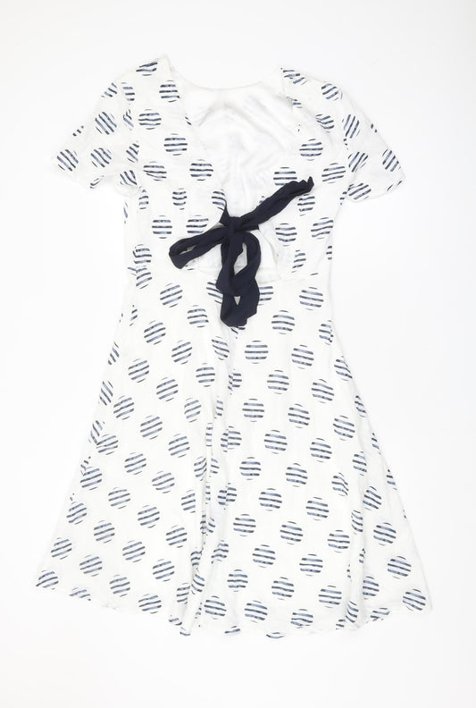 Mint Velvet Women's White Polka Dot Dress - Size 12