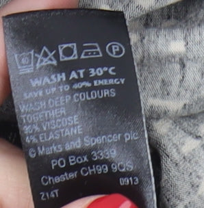 Marks and Spencer Women’s Black Geometric A-Line Skirt, Size 16