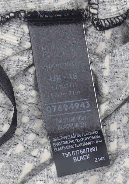 Marks and Spencer Women’s Black Geometric A-Line Skirt, Size 16