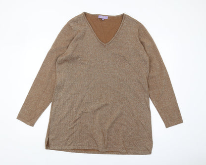 Michele Hope Women's Brown V-Neck Pullover Jumper Size 18