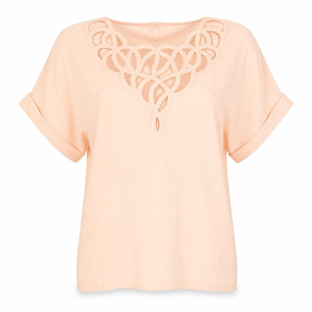Front view of Louis Féraud Women's Beige Blouse, size 12