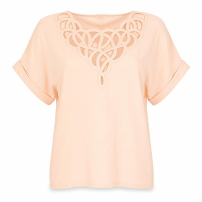 Front view of Louis Féraud Women's Beige Blouse, size 12