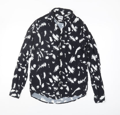 Womens UK Size 10 Zara Black Basic Button-Up